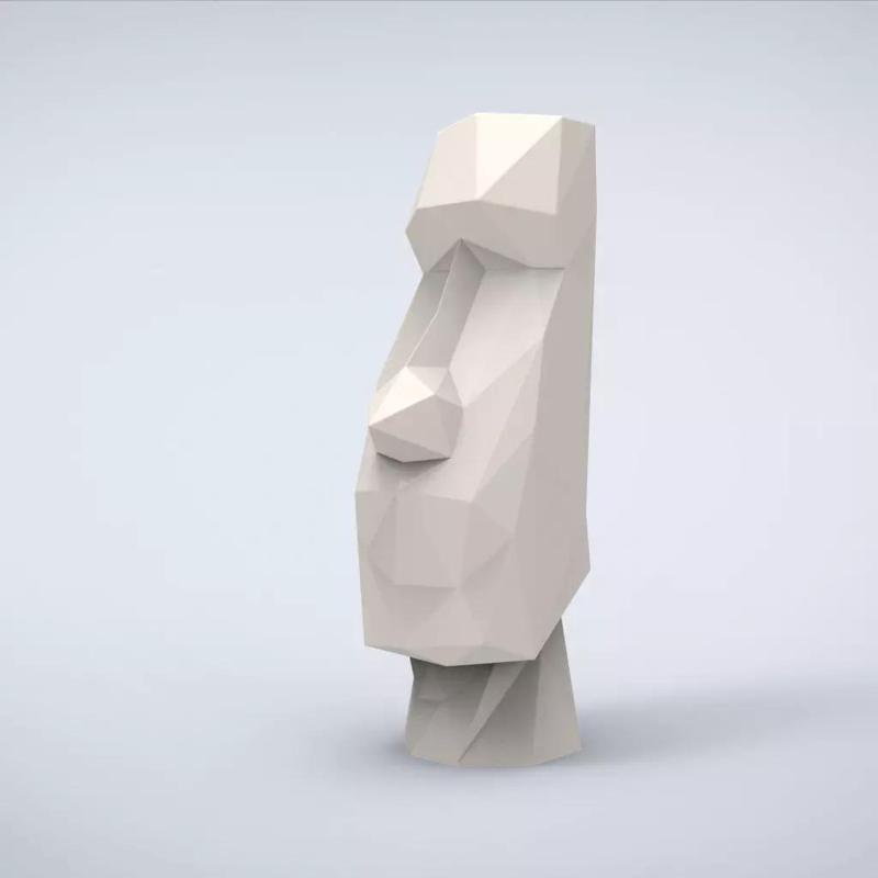Printable Moai Head Lowpoly Style