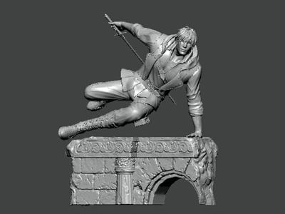 3D Model-CHARACTER0041 statue of sword wielding man