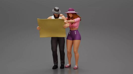 2 Models RAVEL MAN HOLDING MAP WITH TRAVEL WOMAN POINTING  3D Model Collection