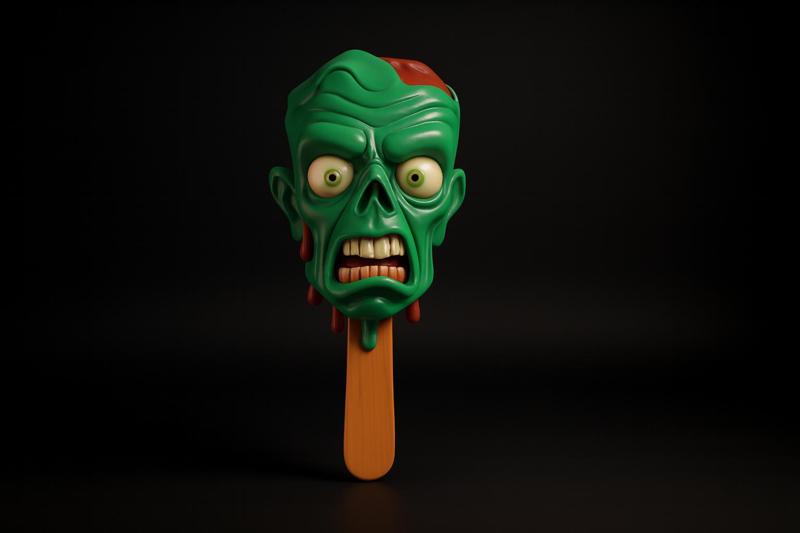 Zombie Head Popsicle – Creepy Horror Ice Cream Style Figurine – Halloween Decor, Spooky Collectible