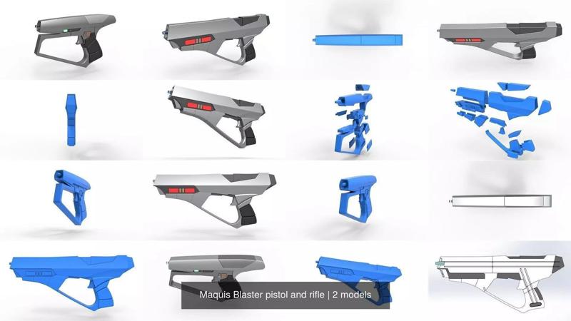 Maquis Blaster pistol and rifle 3D Model Collection