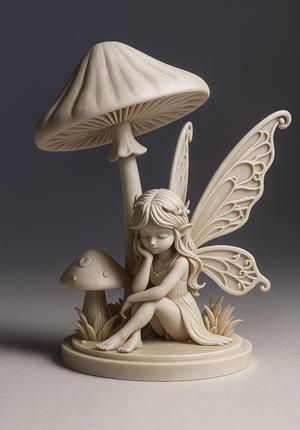 Fairy Under Mushroom – 3D Printable Model