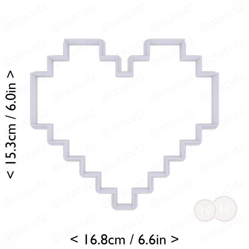 Pixel Heart Cookie Cutter 6.25in / 15.9cm