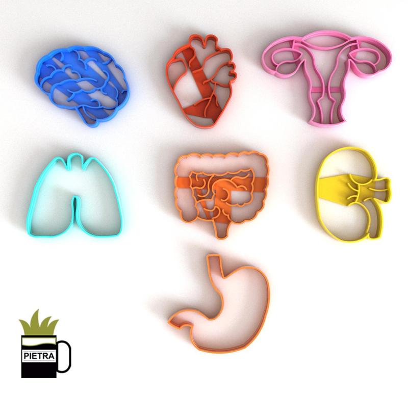 FONDANT COOKIE CUTTER MOLD OF HUMAN BODY ORGANS 3D PRINTING MODEL