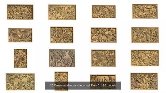 20 Ornamental murals decor set Pack 01 3D Model Collection