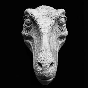 Front-Facing Dinosaur Head Relief Sculpture