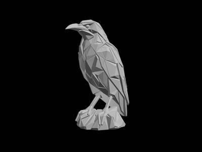 Realistic 3D Printed Crow Bird Sculpture