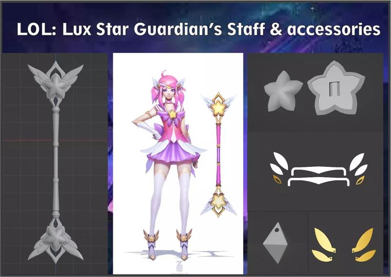 LOL Lux Star Guardian Staff and accessories
