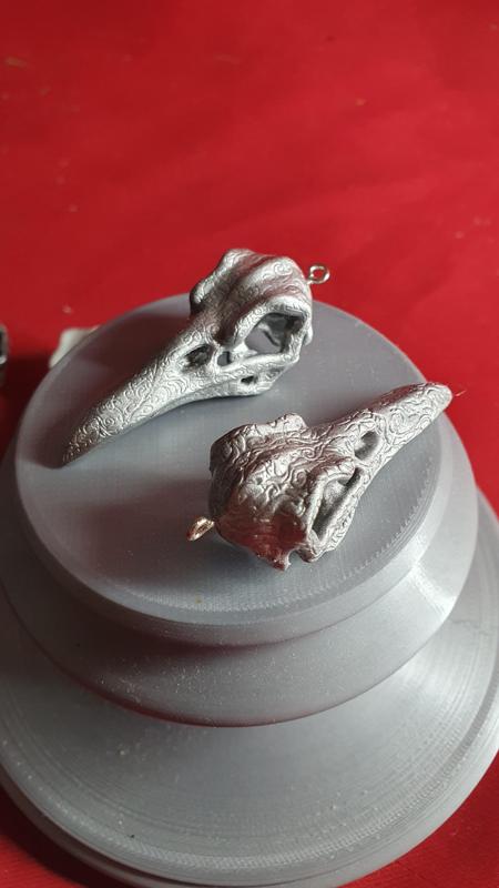 bird Crow skull decorated with skull, goth