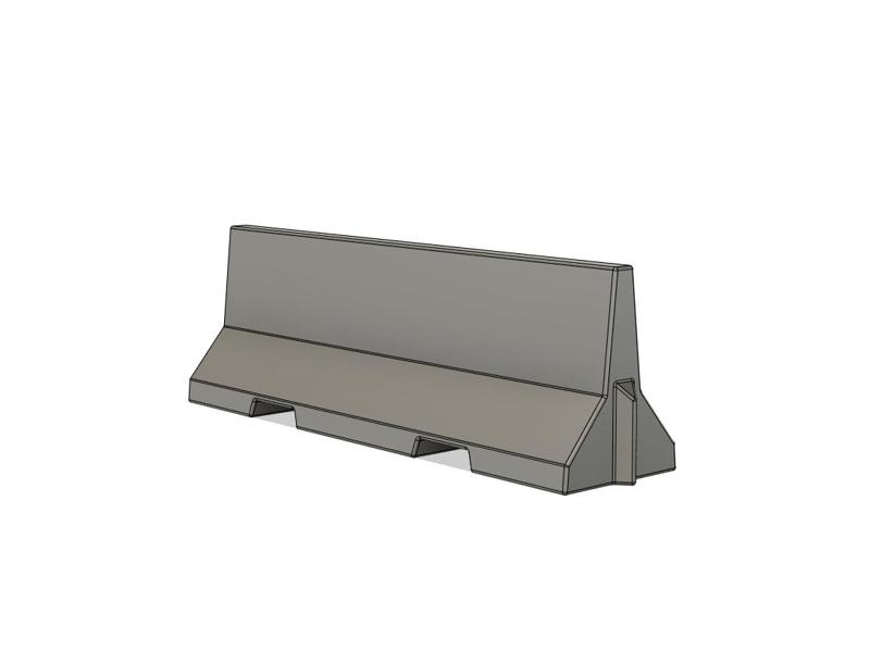 Concrete Jersey Road Barrier Block - (1/10 RC, 1/14, 1/43 O, 1/87 HO, 1/76 OO, 1/148 N) - Model Railway