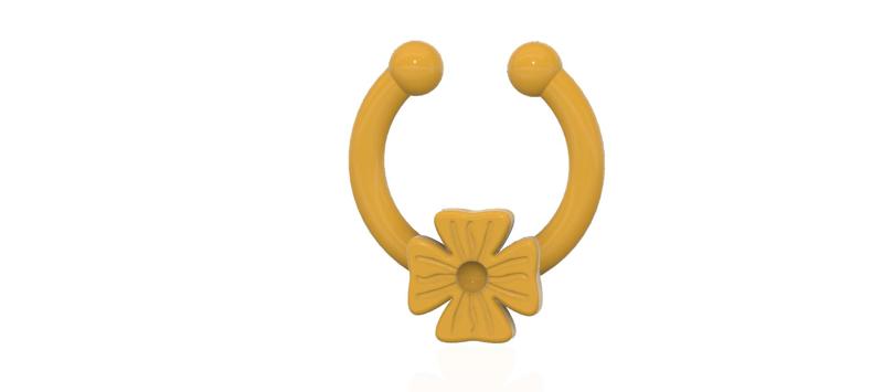 fake nose hoop with cross shaped flower FAKE NIPPLE PIERCING Female male Non-Piercing Body Jewellery Bondage Weight Female Chastity Device Nipple Restraints femJ-17 version 3d print cnc