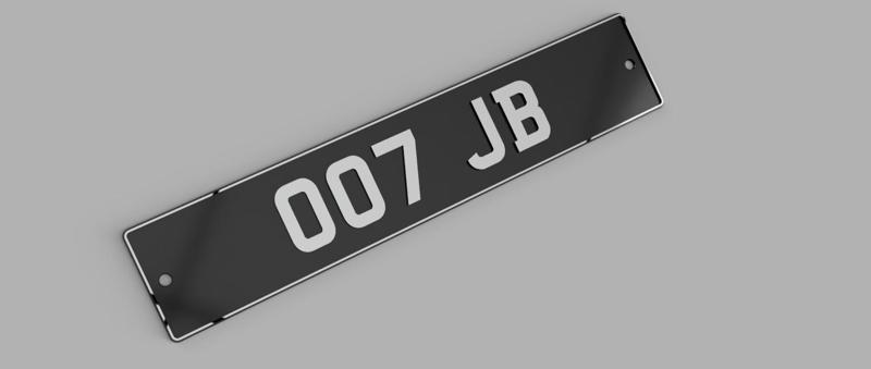 Bond car UK number plate (scale)
