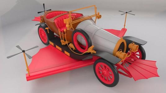 Chitty Chitty Bang Bang car PRINTABLE HIGH POLY 3D