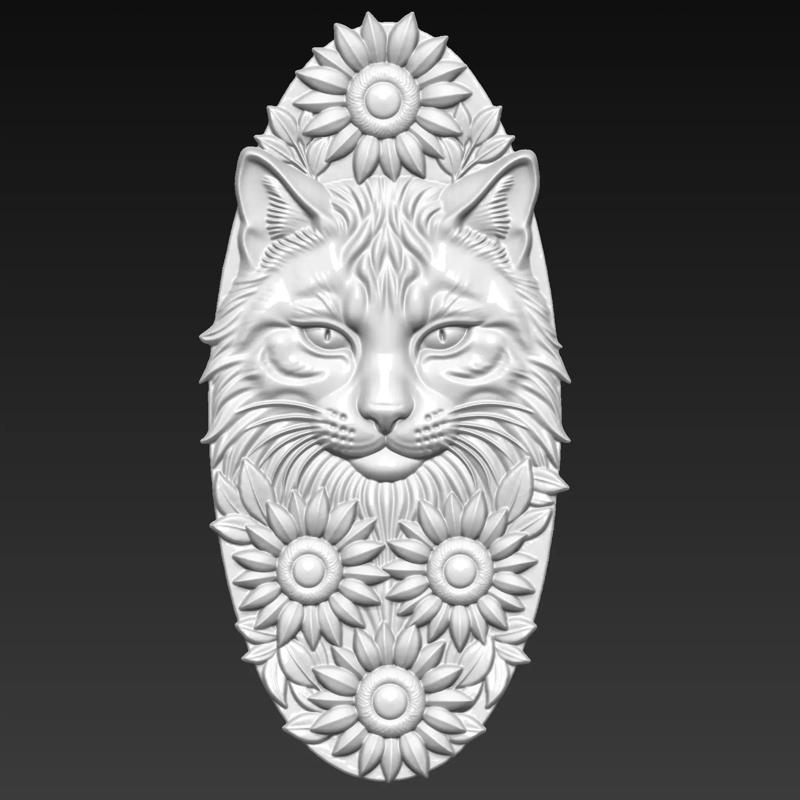 Cat and Sunflowers A80