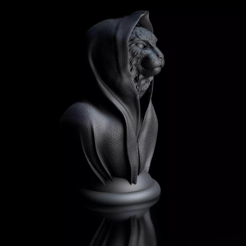 Cat - Maine Coon with Cape Bust Pedestal