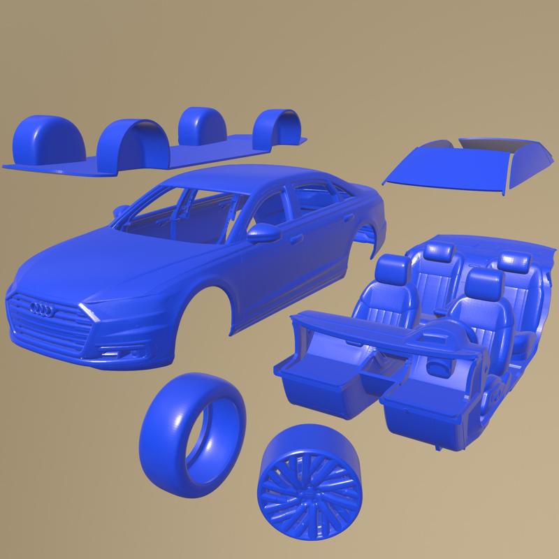 Audi A8L 2018 PRINTABLE CAR IN SEPARATE PARTS