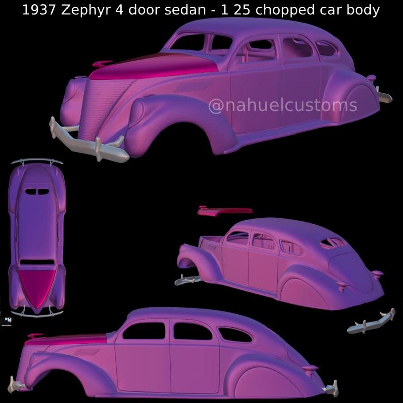 1937 Zephyr 4 door sedan - 1 25 chopped car body