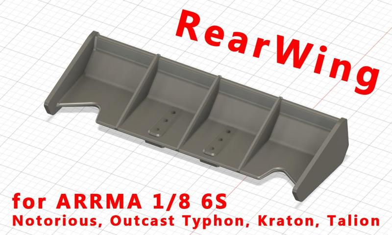 Rear Wing for Arrma 1/8 6S  Notorious, Outcast, Kraton, Typhon, Talion