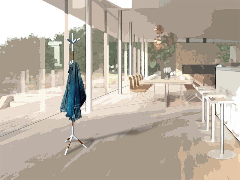 Wardrobe, clothes rack made of wood and 3D printing