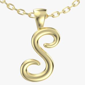 S Font Name Pendant With Shiny Surface-JDSS-SHINY 3D Print Model