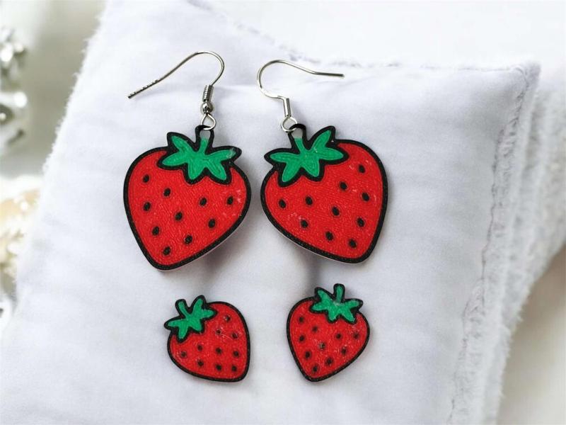 Strawberry Earrings dangle and studs charms