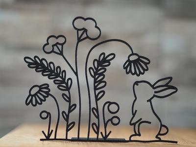 Bunny with flowers and stand