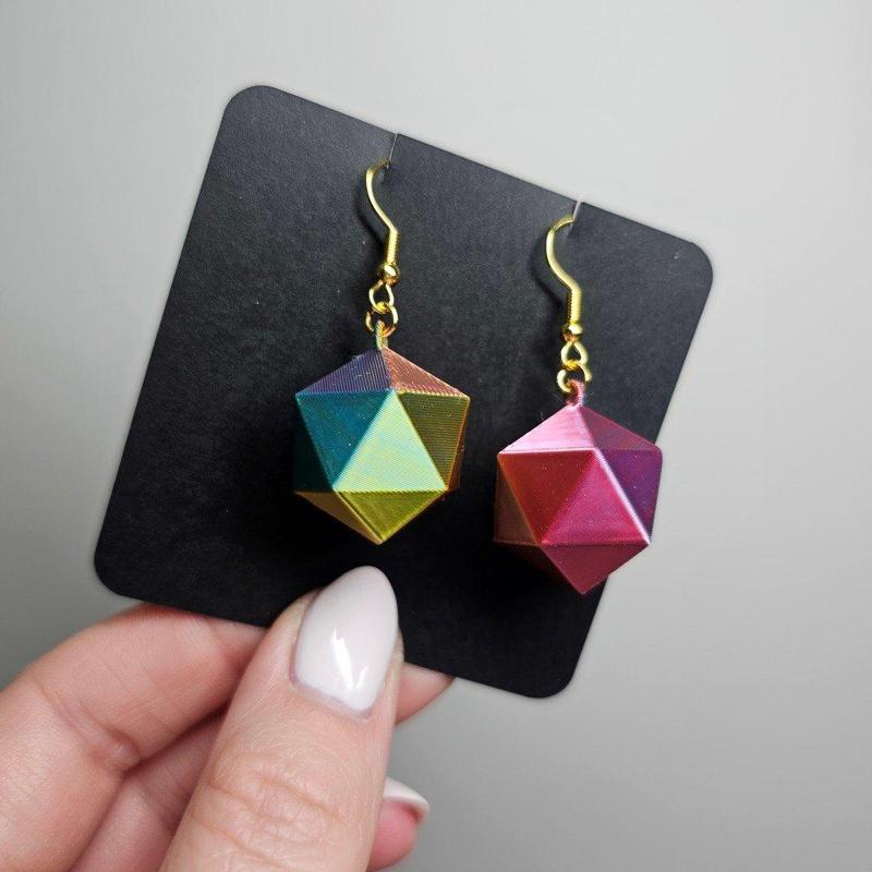 Icosahedron & Dodecahedron Polyhedral Earrings 