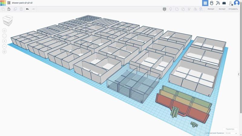 Two color drawer pack (x2-y2-z2) for Various Size Stackable Resistor Storage Box