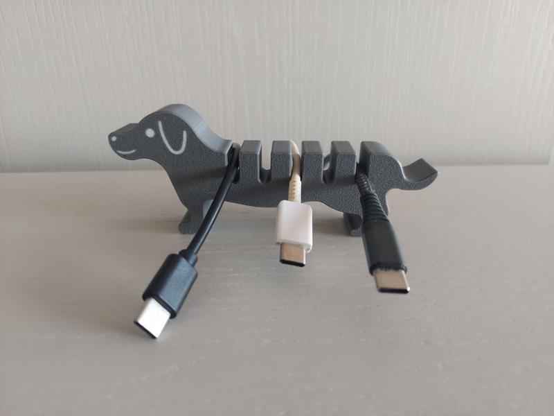 Dog shaped usb cable holder