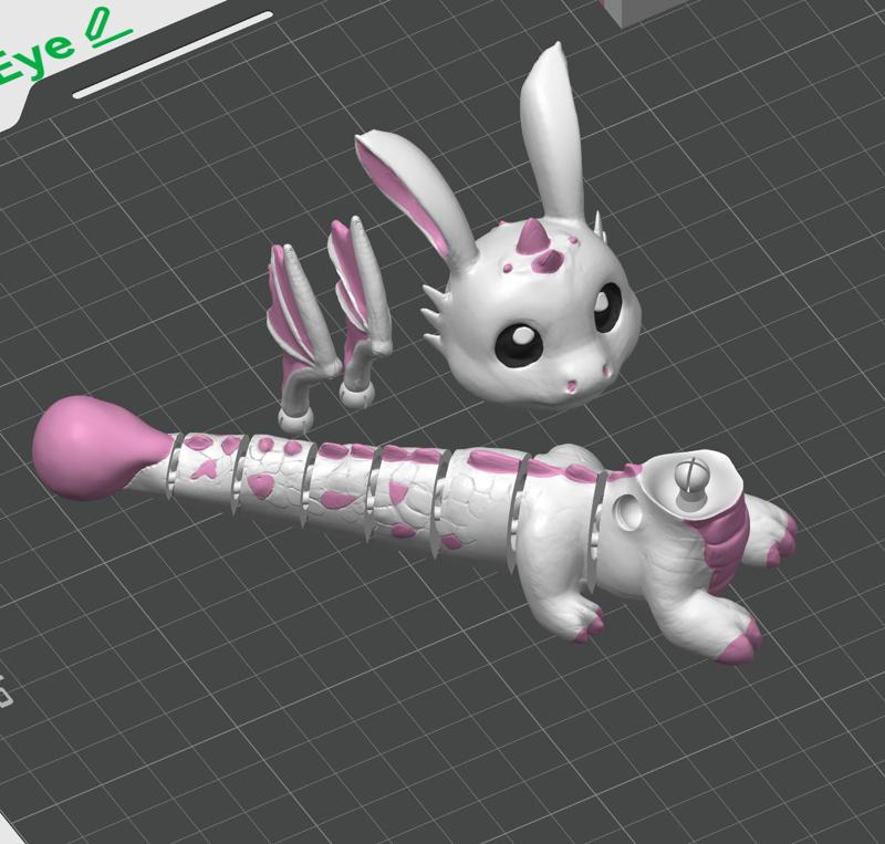 Bunny Dragon - Easter Articulated Figurine - 3D print STL and 3MF file 