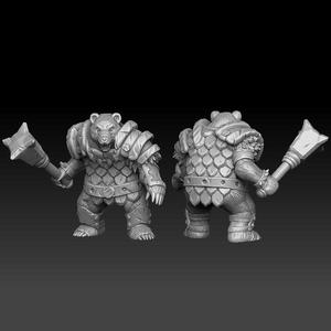 Bear warrior with big club