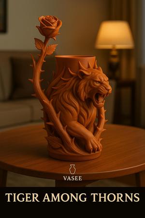 Vase Art – tiger organizer pot with bold energy