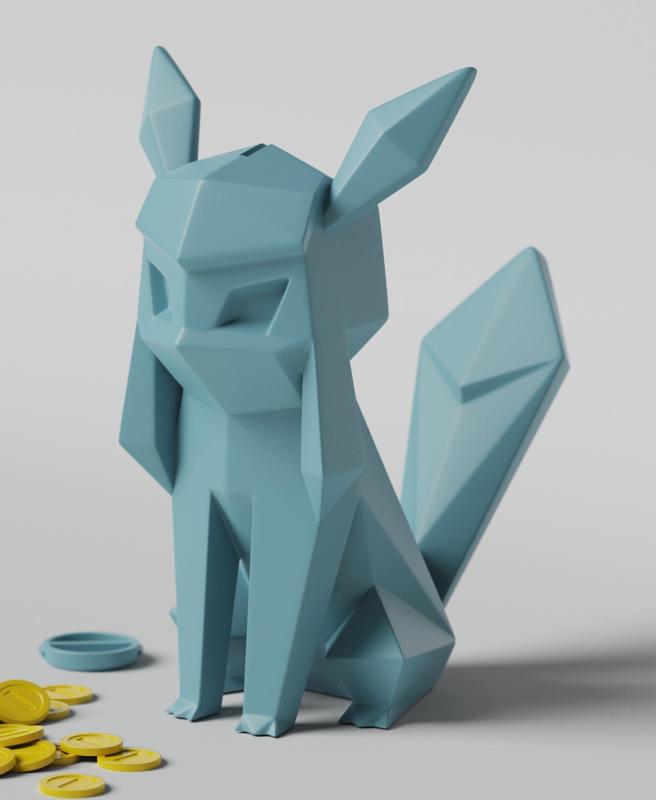 Low-poly Glaceon - Piggy Bank