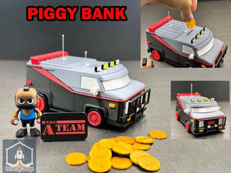 A-Team Van Piggy Bank with Mr. T Minifigure