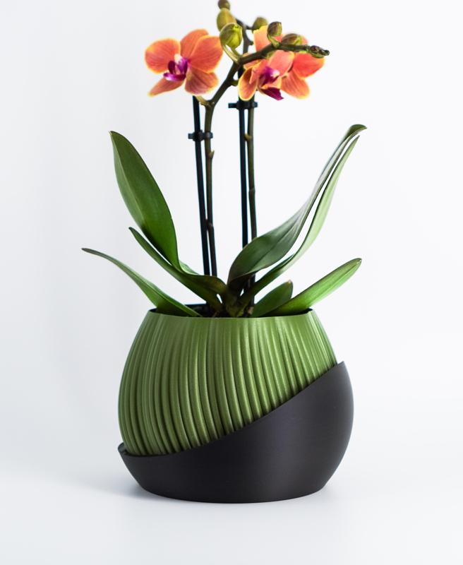 Plant Pot "Bloomcrest" | Planter STL to 3D print | Fused Drainage Pot + Drain Tray 