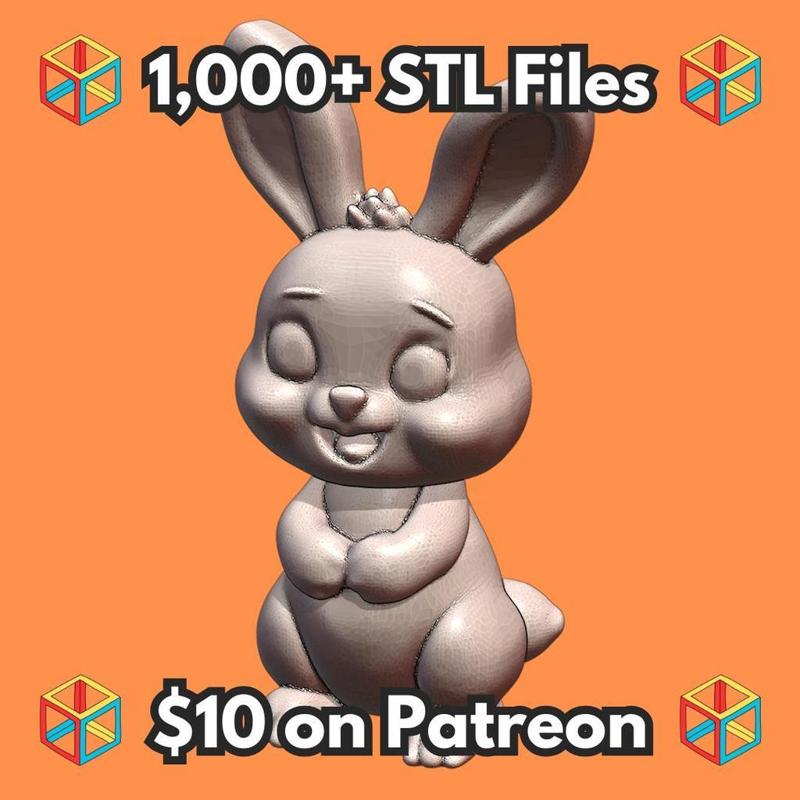 Cute Cartoon Bunny Figurine with Big Ears and Happy Face MineeForm FDM 3D Print STL File