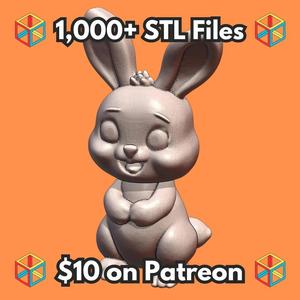 Cute Cartoon Bunny Figurine with Big Ears and Happy Face MineeForm FDM 3D Print STL File