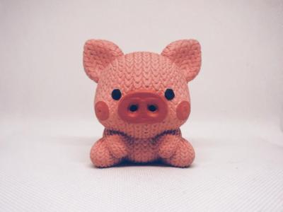 Knitted-Style Pig Figurine