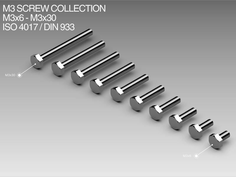 M3 Screw Collection M3x6-M3x30 ISO 4017 / DIN 933