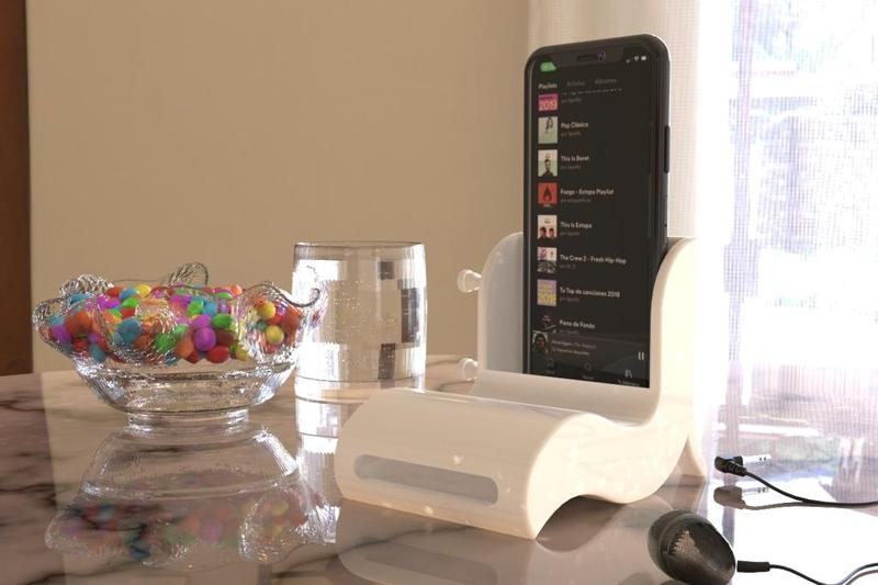 Phone Speaker Amplifier, Stand and earbuds holder 3 in 1