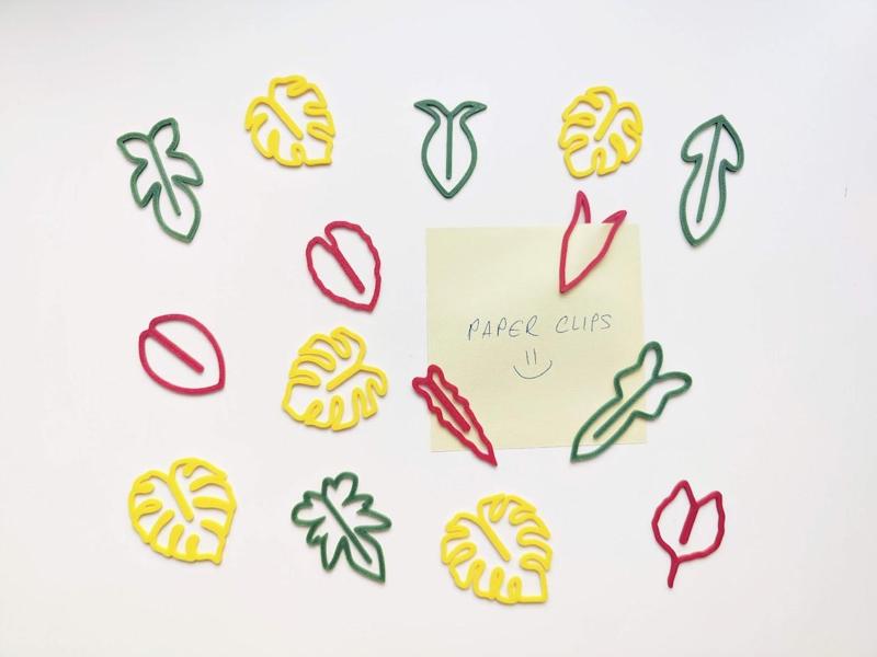 Leaf-shaped paper clips