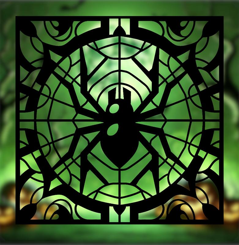 Spooky Halloween 2024 Series – Spider Stained Glass Style (2D Geometric Wall Art)