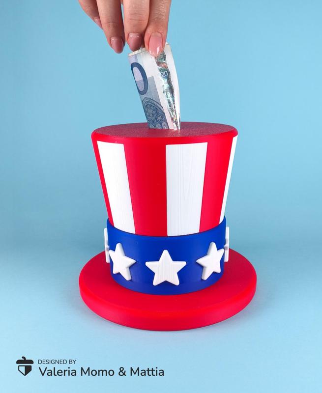 Uncle Sam Hat Container & PiggyBank, 4th July / Independence Day (2 versions)