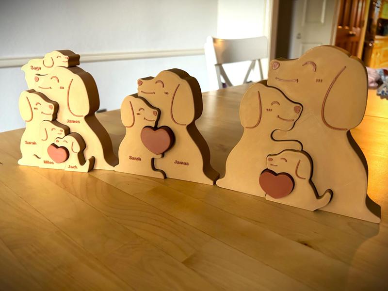 Dogs Family Puzzle, Personalize 2-5 Names