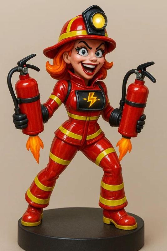 Inferno Joan: Flame-Fighting Superhero Model   