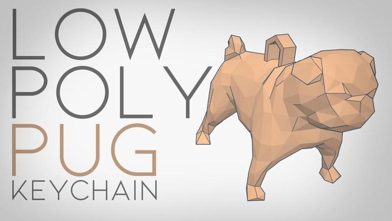 Low Poly Pug Keychain