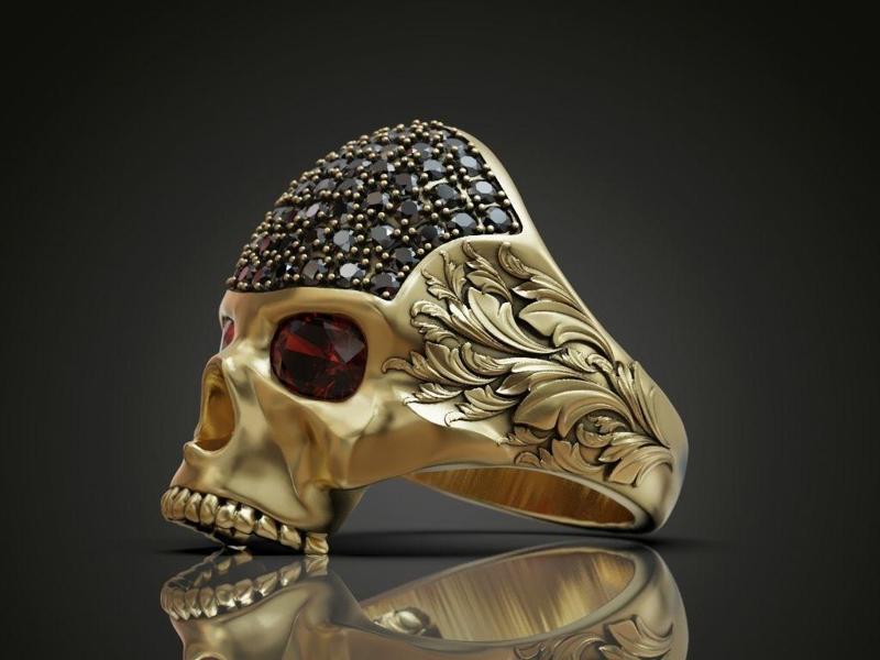 Skull ring diamonds for men  biker jewellery