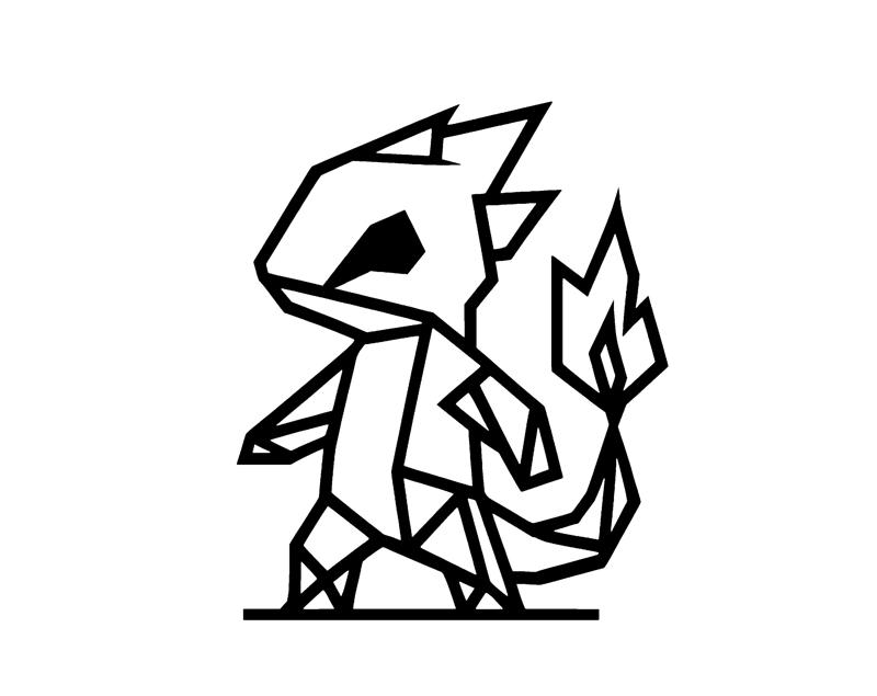 Geometric pokemon Charmeleon Wallart