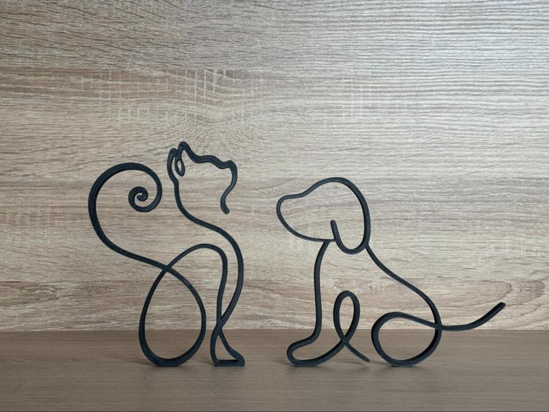 Minimalist cat and dog