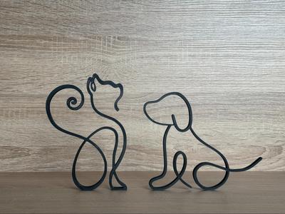 Minimalist cat and dog